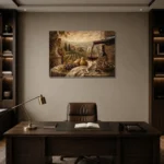 Tuscan Terrace Wine Wall Art Canvas Print displayed in a contemporary gallery-inspired room
