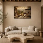 Tuscan Terrace Wine Wall Art Canvas Print presented in a sophisticated home setting