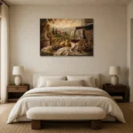 Tuscan Terrace Wine Wall Art Canvas Print showcased in an elegant minimalist interior