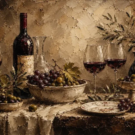 Olive Harvest Wine Wall Art Canvas Print
