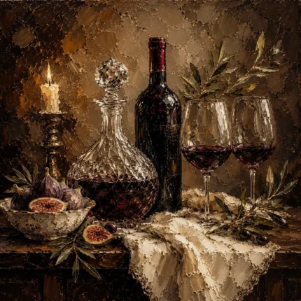 Crystal Decanter Fig Wine Wall Art Canvas Print