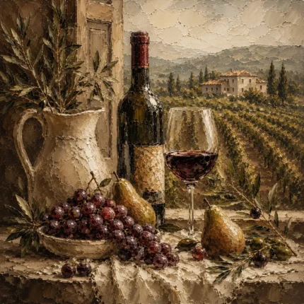 Tuscan Window Wine Wall Art Canvas Print