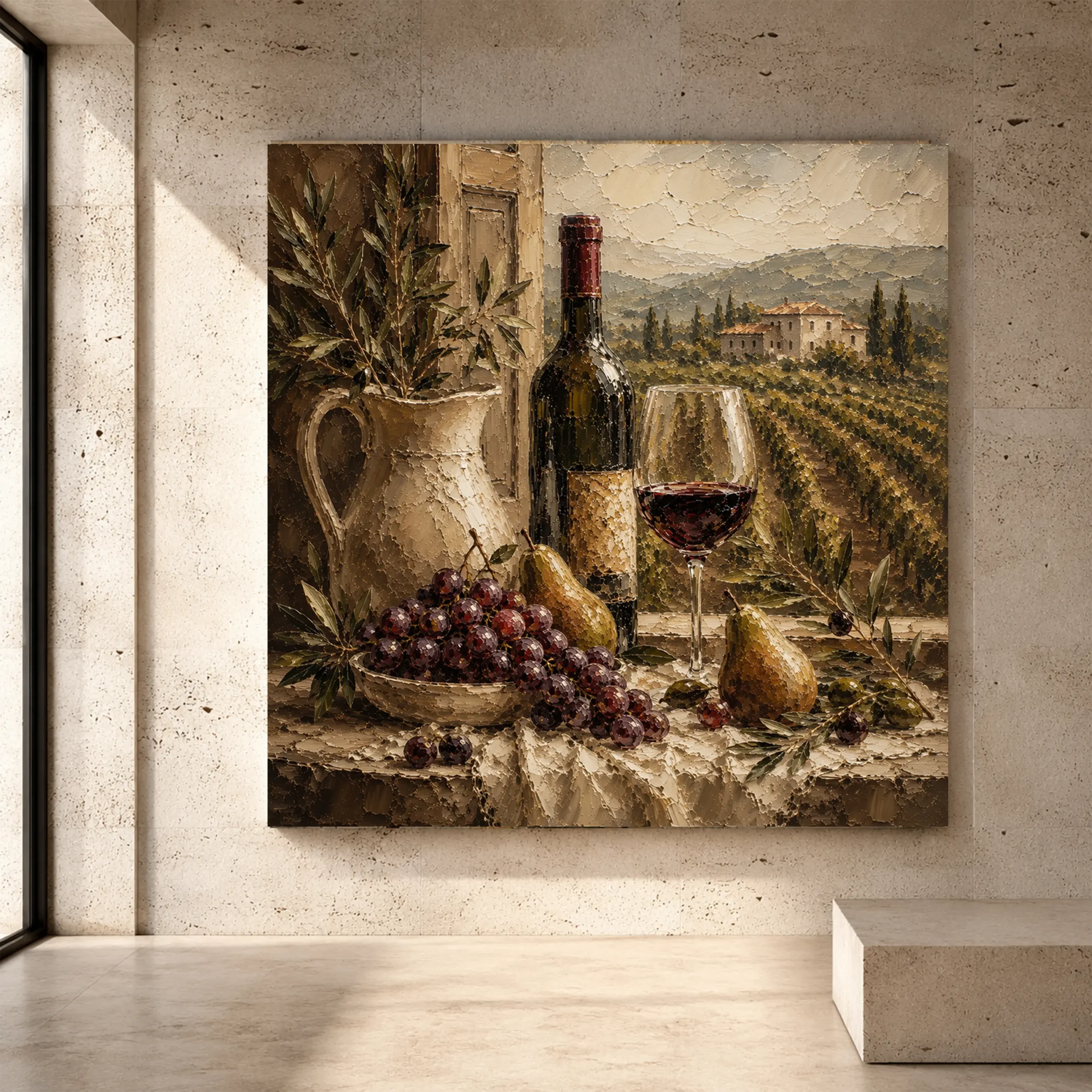 Tuscan Window Wine Wall Art Canvas Print Image 1 Wine Wall Art wall art print for elegant interiors
