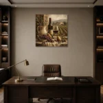 Tuscan Window Wine Wall Art Canvas Print displayed in a contemporary gallery-inspired room