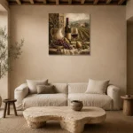 Tuscan Window Wine Wall Art Canvas Print presented in a sophisticated home setting