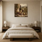 Tuscan Window Wine Wall Art Canvas Print showcased in an elegant minimalist interior