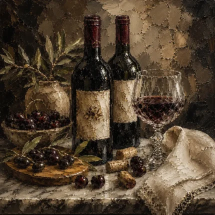 Two Bottle Still Life Wine Wall Art Canvas Print