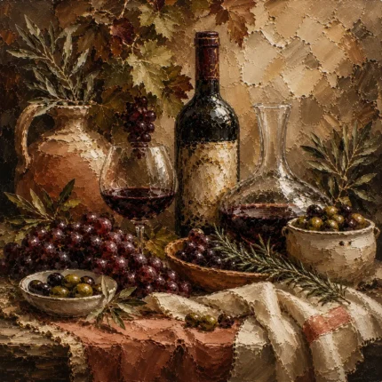 Mediterranean Wine Harvest Wine Wall Art Canvas Print