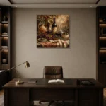 Mediterranean Wine Harvest Wine Wall Art Canvas Print displayed in a contemporary gallery-inspired room