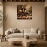 Mediterranean Wine Harvest Wine Wall Art Canvas Print presented in a sophisticated home setting