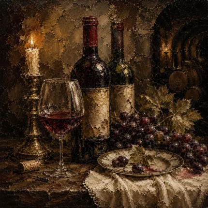 Candlelit Wine Cellar Wine Wall Art Canvas Print