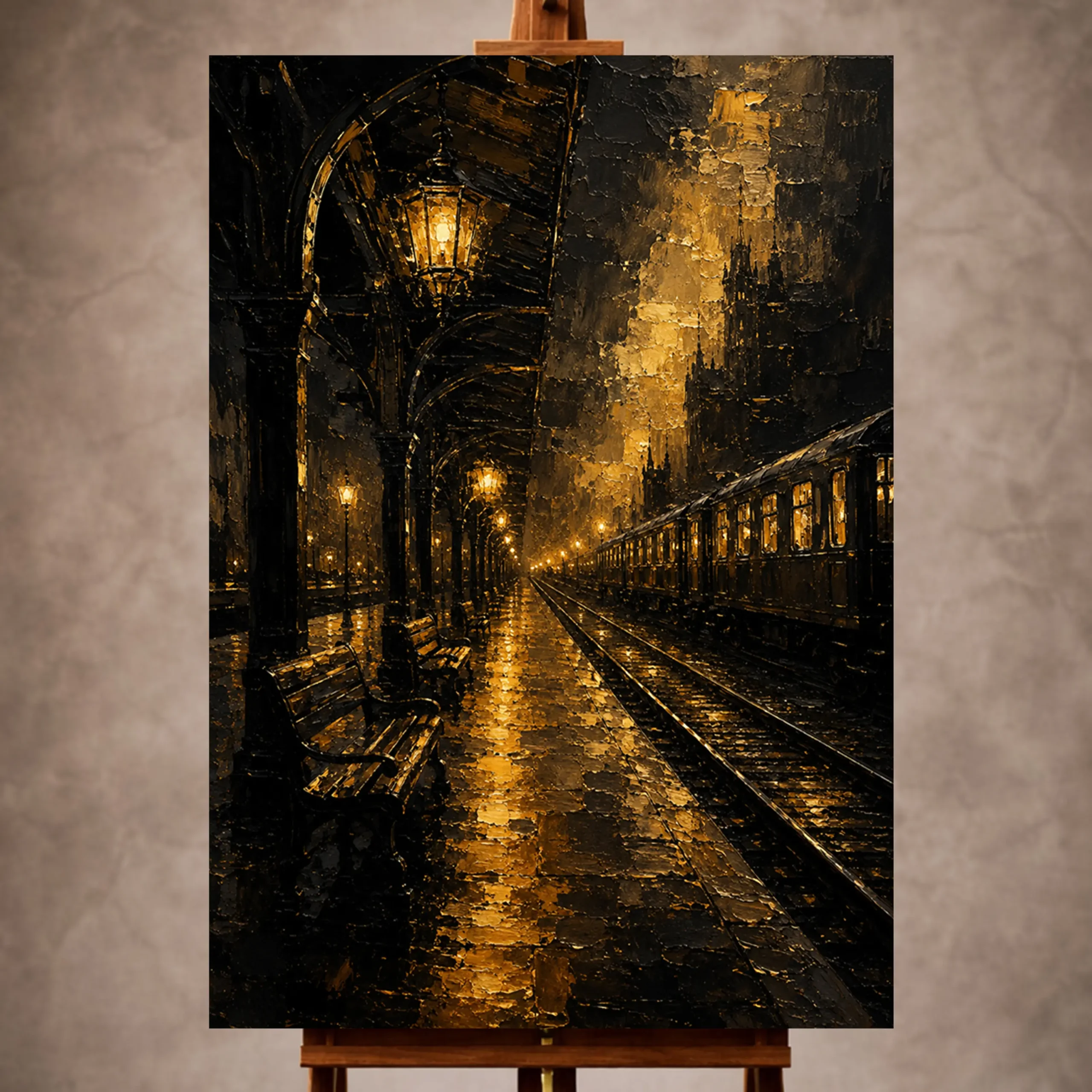 _Dikey Mocvkap001 Black & Gold Wall Art wall art print for elegant interiors
