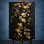 Golden Eucalyptus Botanical Black & Gold Wall Art Canvas Print - Image 2