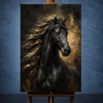 Black Stallion Black & Gold Wall Art Canvas Print - Image 2