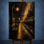 Midnight Rail Station Black & Gold Wall Art Canvas Print - Image 2