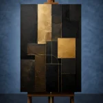 Gilded Geometry Blocks Black & Gold Wall Art Canvas Print - Image 2