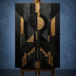 Art Deco Eclipse Black & Gold Wall Art Canvas Print - Image 2
