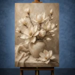Vase of Ivory Magnolias Magnolia Wall Art Canvas Print - Image 2