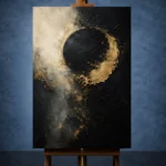Golden Eclipse Black & Gold Wall Art Canvas Print - Image 2