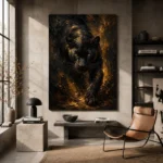 Golden-Eyed Panther Black & Gold Wall Art Canvas Print - Image 3