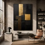 Gilded Geometry Blocks Black & Gold Wall Art Canvas Print - Image 3