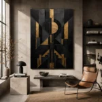 Art Deco Eclipse Black & Gold Wall Art Canvas Print - Image 3