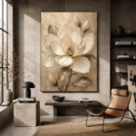 Golden Ivory Blossom Magnolia Wall Art Canvas Print - Image 3