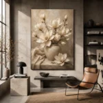 Vase of Ivory Magnolias Magnolia Wall Art Canvas Print - Image 3