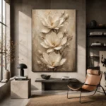 Three Ivory Blossoms Magnolia Wall Art Canvas Print - Image 3