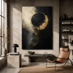 Golden Eclipse Black & Gold Wall Art Canvas Print - Image 3