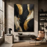 Gilded Arc Black & Gold Wall Art Canvas Print - Image 3