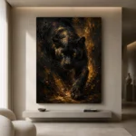 Golden-Eyed Panther Black & Gold Wall Art Canvas Print - Image 4