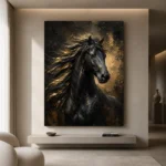 Black Stallion Black & Gold Wall Art Canvas Print - Image 4