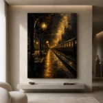 Midnight Rail Station Black & Gold Wall Art Canvas Print - Image 4