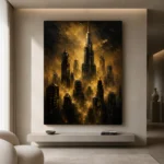 Golden Metropolis Skyline Black & Gold Wall Art Canvas Print - Image 4