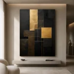 Gilded Geometry Blocks Black & Gold Wall Art Canvas Print - Image 4