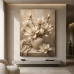 Vase of Ivory Magnolias Magnolia Wall Art Canvas Print - Image 4