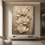 Three Ivory Blossoms Magnolia Wall Art Canvas Print - Image 4