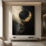 Golden Eclipse Black & Gold Wall Art Canvas Print - Image 4