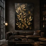 Golden Olive Branch Botanical Black & Gold Wall Art Canvas Print - Image 5