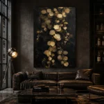 Golden Eucalyptus Botanical Black & Gold Wall Art Canvas Print - Image 5