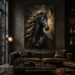 Black Stallion Black & Gold Wall Art Canvas Print - Image 5