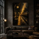 Midnight Rail Station Black & Gold Wall Art Canvas Print - Image 5