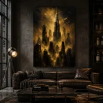 Golden Metropolis Skyline Black & Gold Wall Art Canvas Print - Image 5