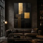 Gilded Geometry Blocks Black & Gold Wall Art Canvas Print - Image 5