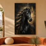 Black Stallion Black & Gold Wall Art Canvas Print - Image 6