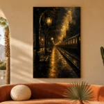 Midnight Rail Station Black & Gold Wall Art Canvas Print - Image 6