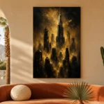 Golden Metropolis Skyline Black & Gold Wall Art Canvas Print - Image 6