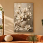 Vase of Ivory Magnolias Magnolia Wall Art Canvas Print - Image 6