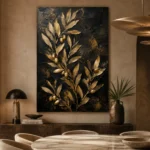 Golden Olive Branch Botanical Black & Gold Wall Art Canvas Print - Image 7